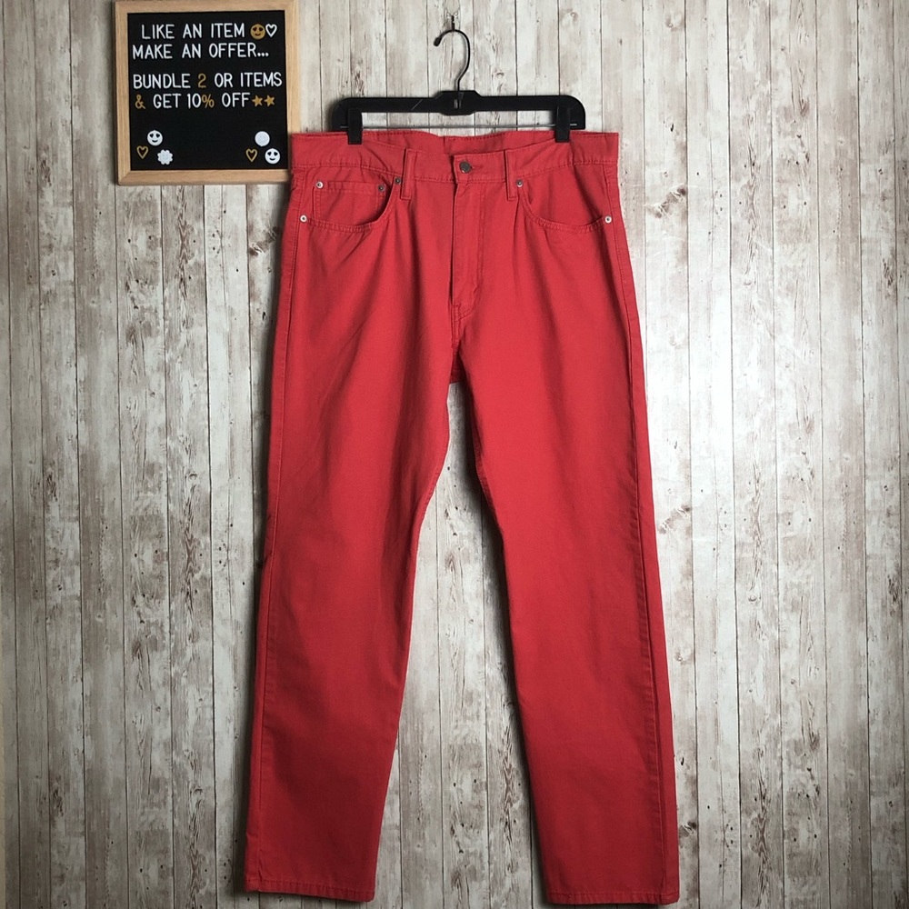 Levi’s Men 502 Tapered Leg Jeans, Coral, Size 36